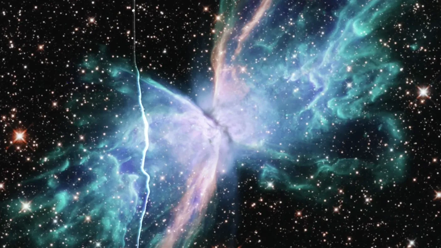 Screenshot from the Butterfly Nebula sonification video.