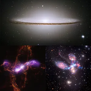 Picture of the Sombrero Galaxy, R Aquarii, and Stephan's Quintet.