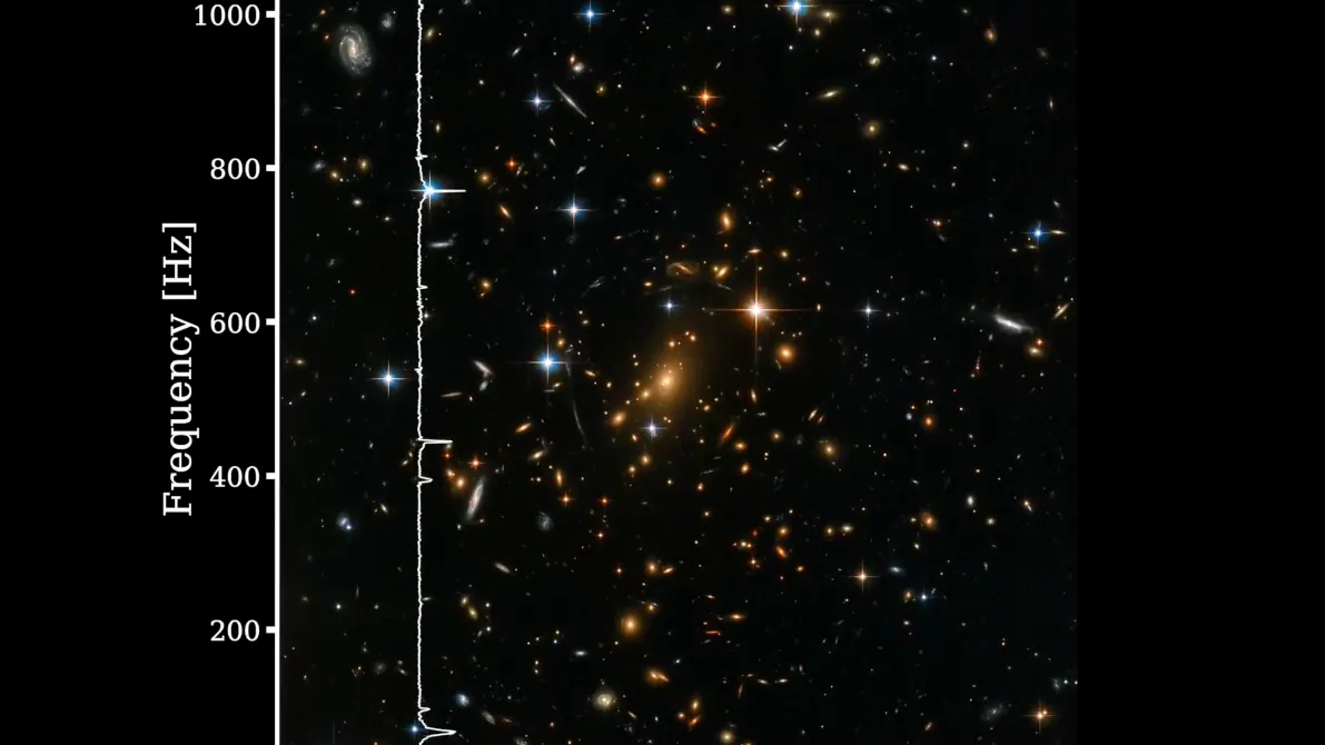 Screenshot from the Hubble Galaxy Cluster Converted to Sound video.