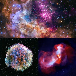 Picture of Westerlund 2, the Tycho supernova remnant, and the M87 Galaxy.