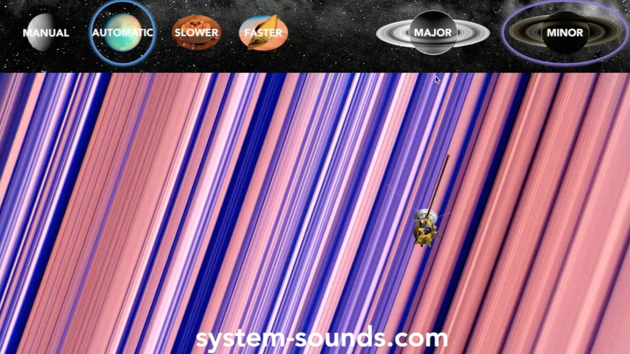 Screenshot from the Saturn Harp App.