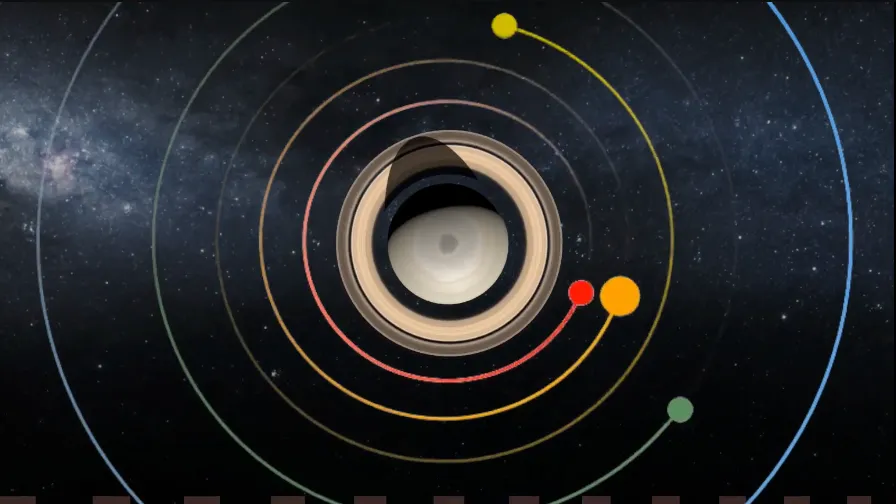 Screenshot from the Saturn's Moons and Rings video.